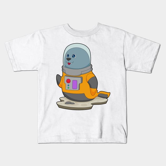 Seal Astronaut Space Kids T-Shirt by Markus Schnabel